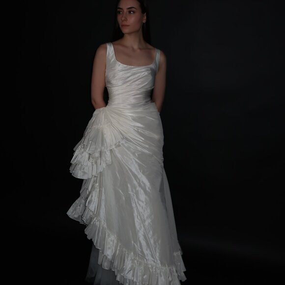 Brand New US 2 Cymbeline Asymmetric Silk Evening Gown